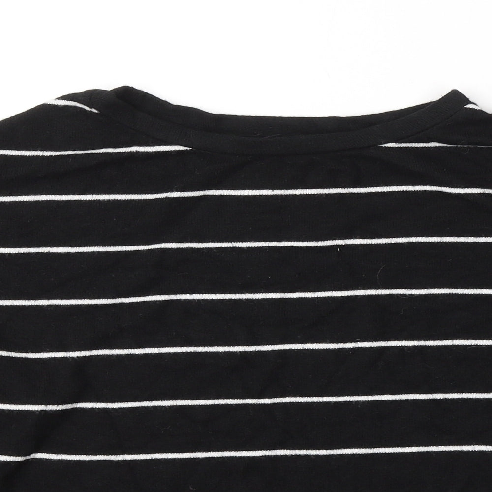 New Look Womens Black Round Neck Striped Acrylic Pullover Jumper Size M