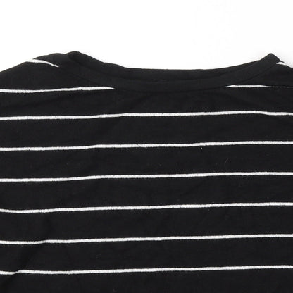 New Look Womens Black Round Neck Striped Acrylic Pullover Jumper Size M