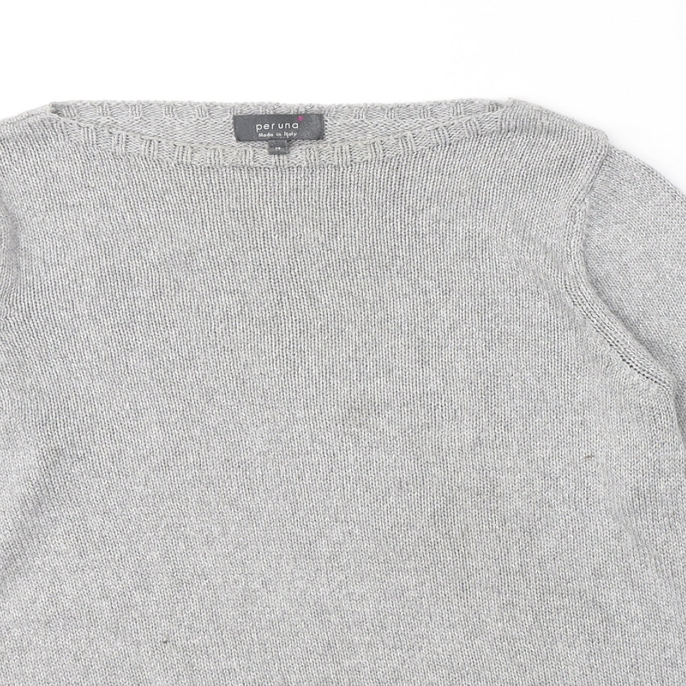 Marks and Spencer Womens Grey Boat Neck  Viscose Pullover Jumper Size 14