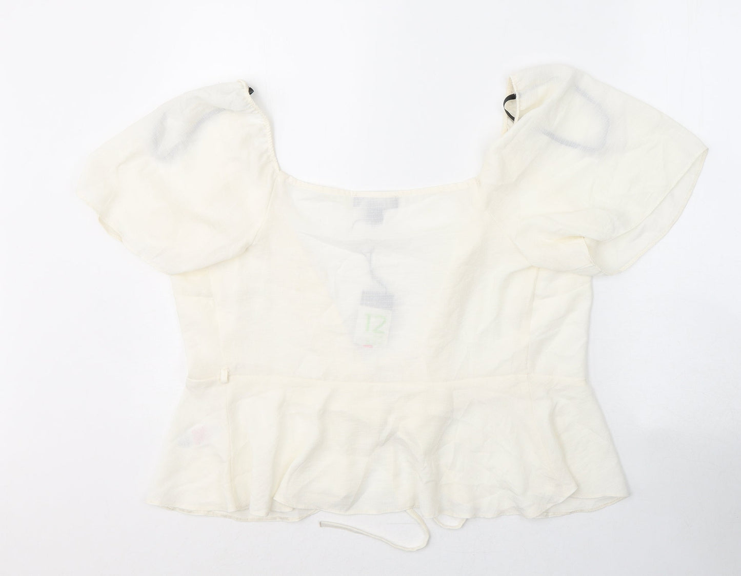 Primark Womens Ivory  Viscose Basic Blouse Size 12 V-Neck
