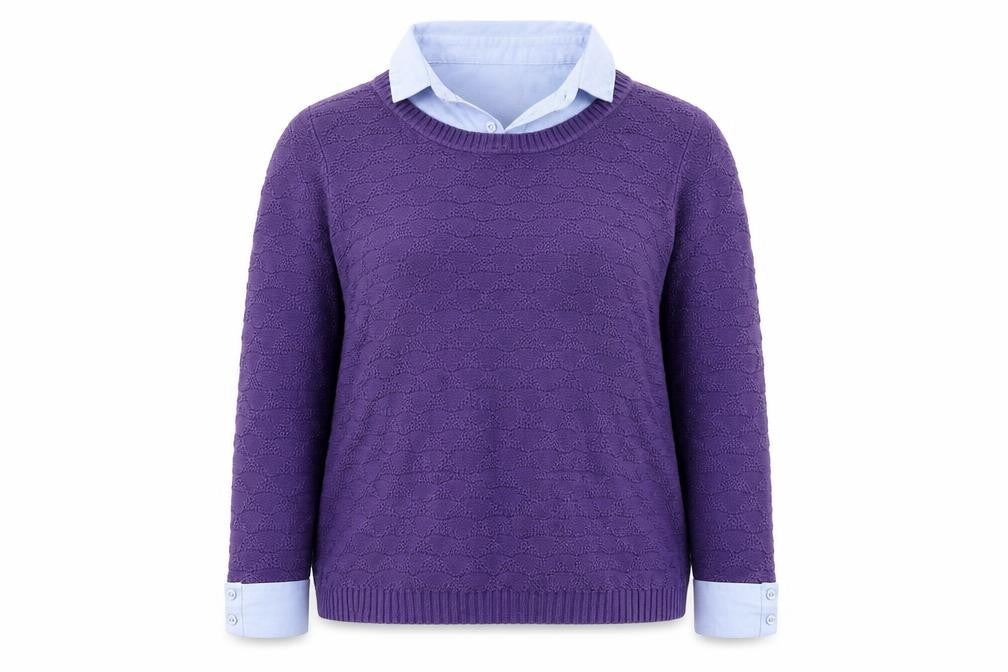 Paco Boutique Womens Purple Collared  Cotton Pullover Jumper Size 10