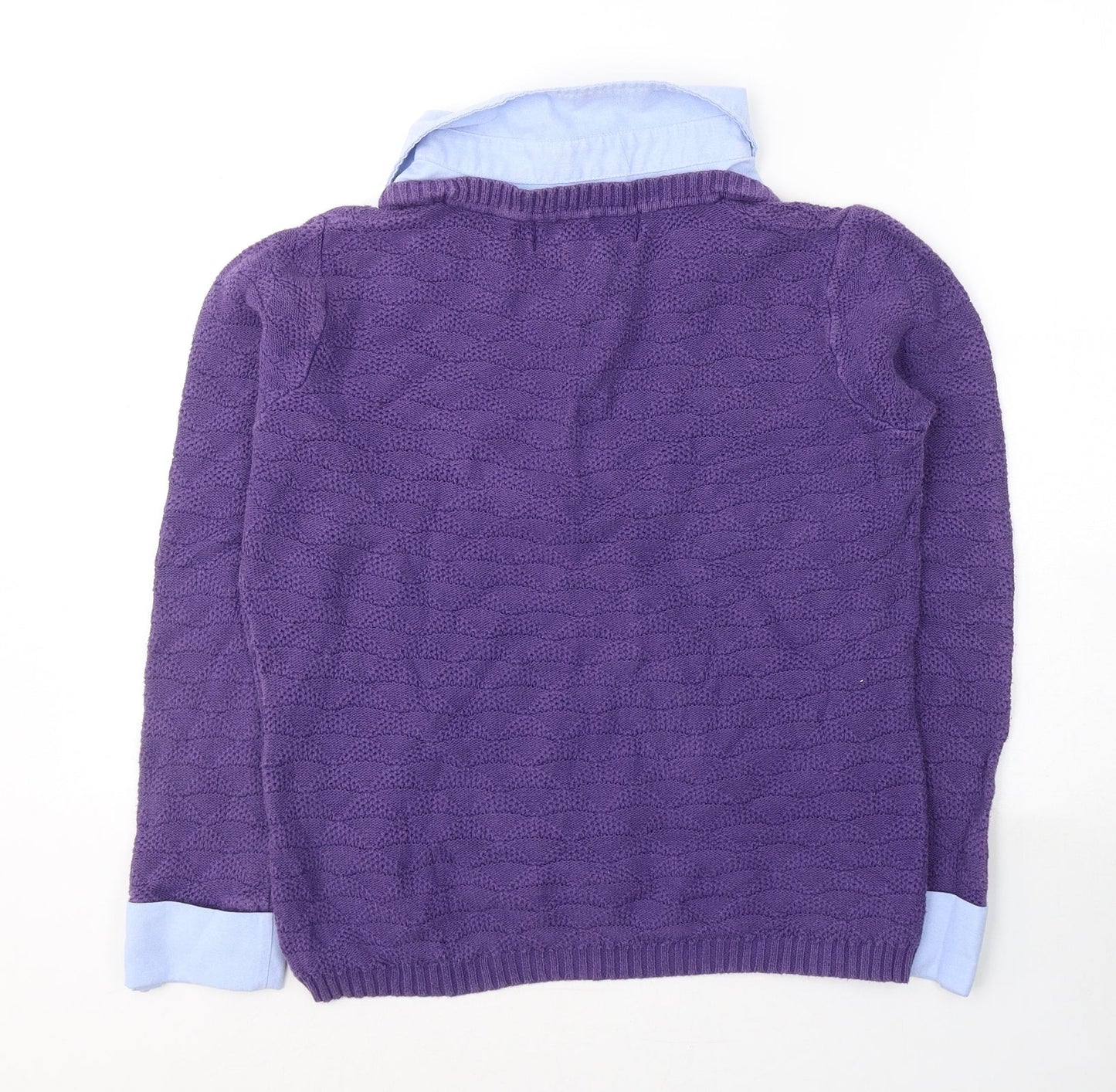 Paco Boutique Womens Purple Collared  Cotton Pullover Jumper Size 10