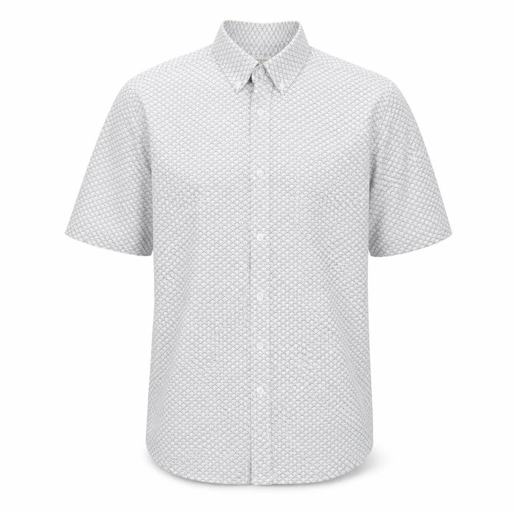 George Mens Black Geometric Cotton  Button-Up Size L Collared Button