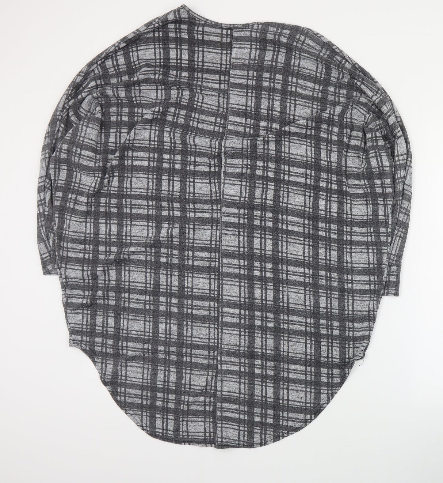 Cameo Rose Womens Grey Plaid Polyester Basic Blouse Size S Round Neck