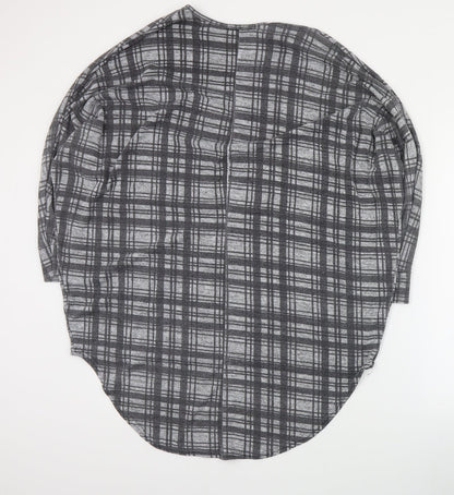 Cameo Rose Womens Grey Plaid Polyester Basic Blouse Size S Round Neck