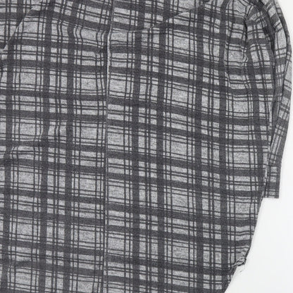 Cameo Rose Womens Grey Plaid Polyester Basic Blouse Size S Round Neck