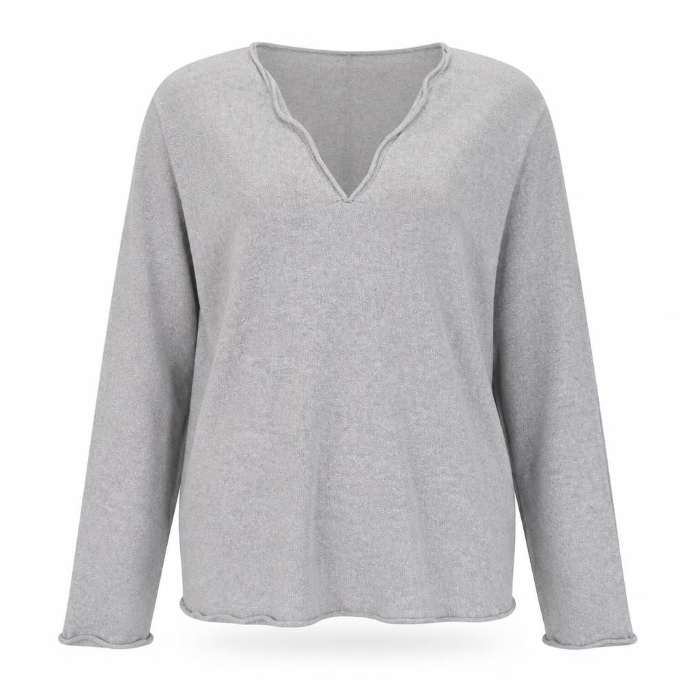 Retrology Womens Grey V-Neck  Rayon Pullover Jumper Size M