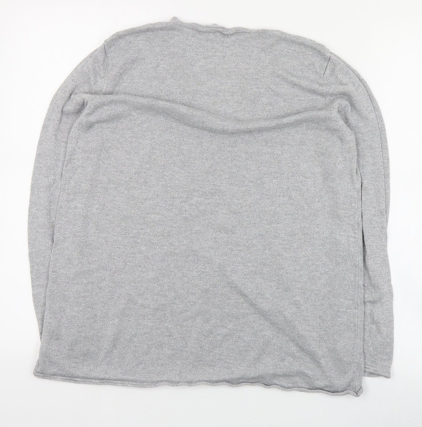 Retrology Womens Grey V-Neck  Rayon Pullover Jumper Size M