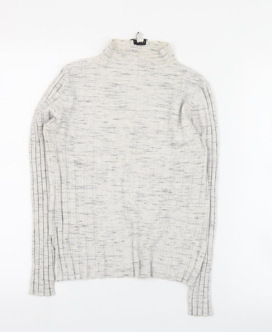 Topshop Womens Grey High Neck  Viscose Pullover Jumper Size M