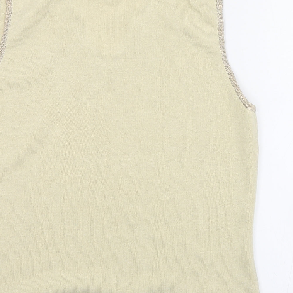 George Womens Beige V-Neck  Acrylic Vest Jumper Size 16