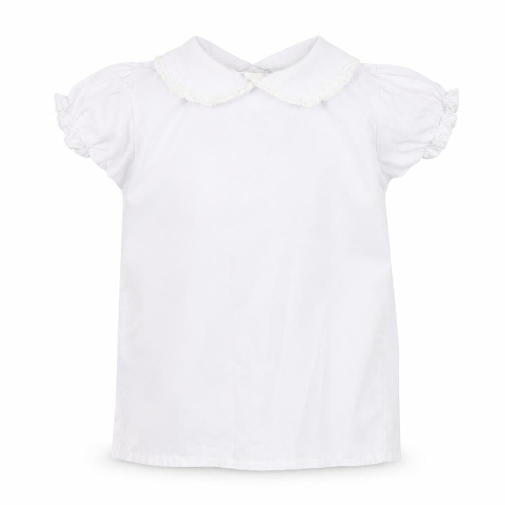 Little Nosh Girls White  Cotton Basic Blouse Size 2 Years Collared Button