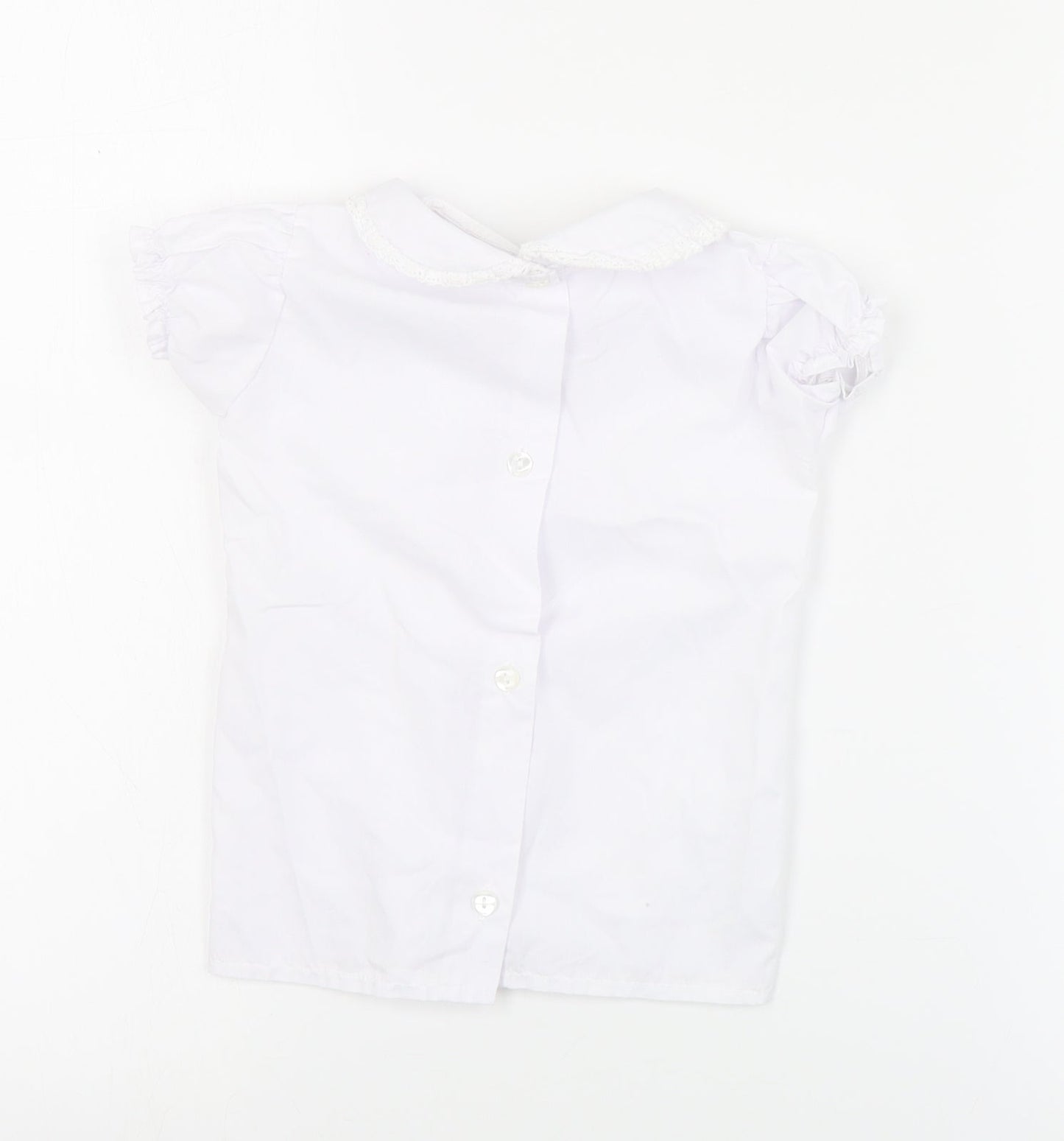 Little Nosh Girls White  Cotton Basic Blouse Size 2 Years Collared Button