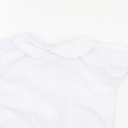 Little Nosh Girls White  Cotton Basic Blouse Size 2 Years Collared Button