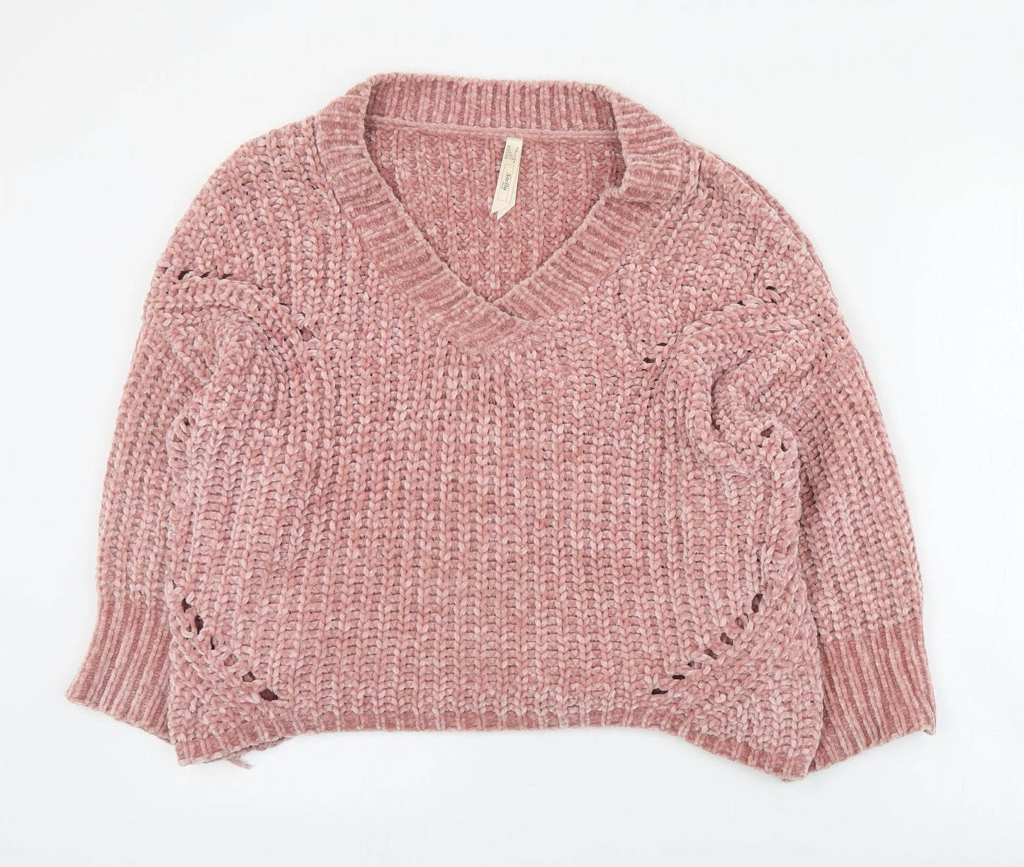 Stella Womens Pink Round Neck  Acrylic Pullover Jumper Size 10