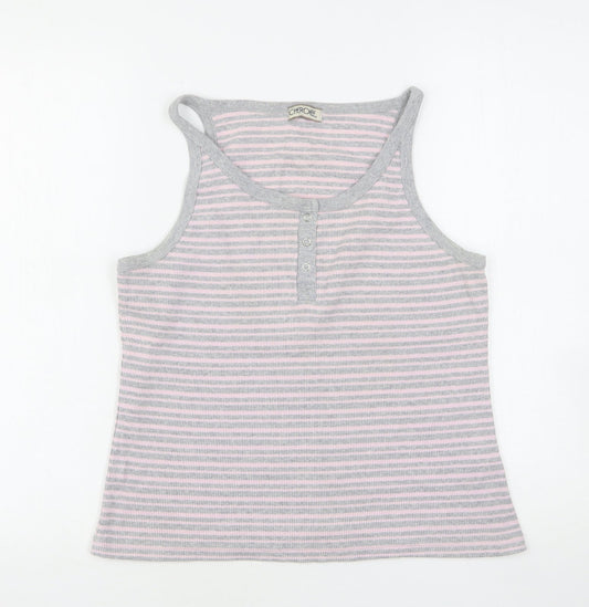 Cherokee Womens Multicoloured Striped Cotton Basic Tank Size 18 Round Neck