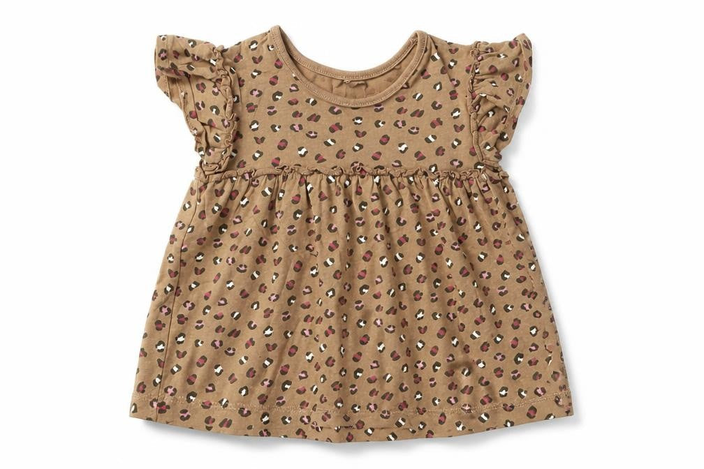 George Girls Brown Animal Print Cotton A-Line  Size 2-3 Years  Round Neck