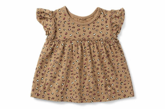 George Girls Brown Animal Print Cotton A-Line  Size 2-3 Years  Round Neck