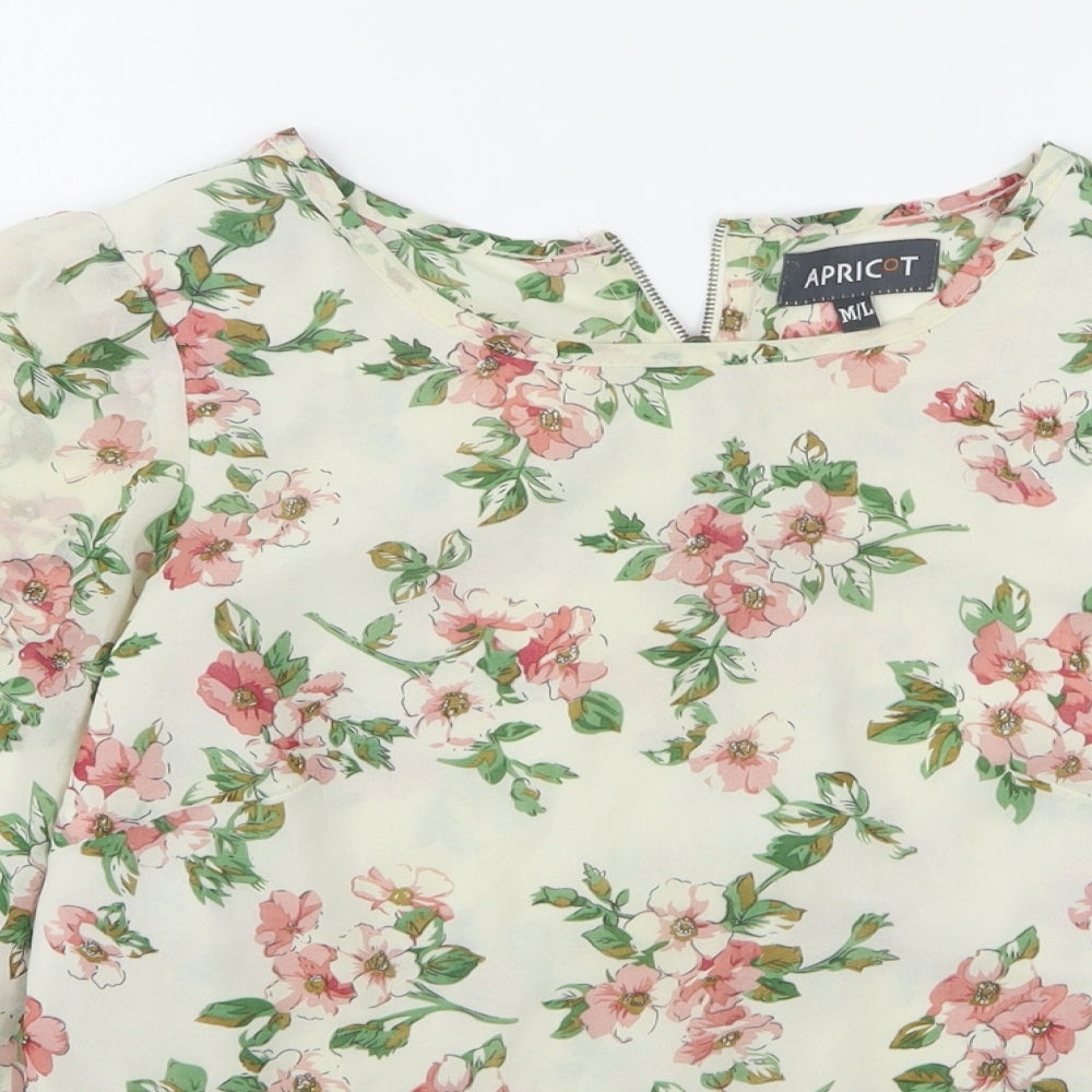 Apricot Womens Beige Floral Polyester Basic Blouse Size M Round Neck