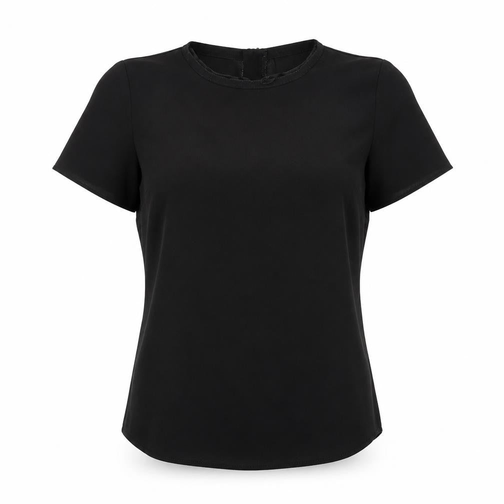 Papaya Womens Black  Polyester Basic Blouse Size 8 Round Neck