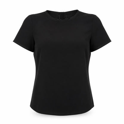 Papaya Womens Black  Polyester Basic Blouse Size 8 Round Neck