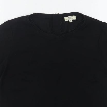 Papaya Womens Black  Polyester Basic Blouse Size 8 Round Neck