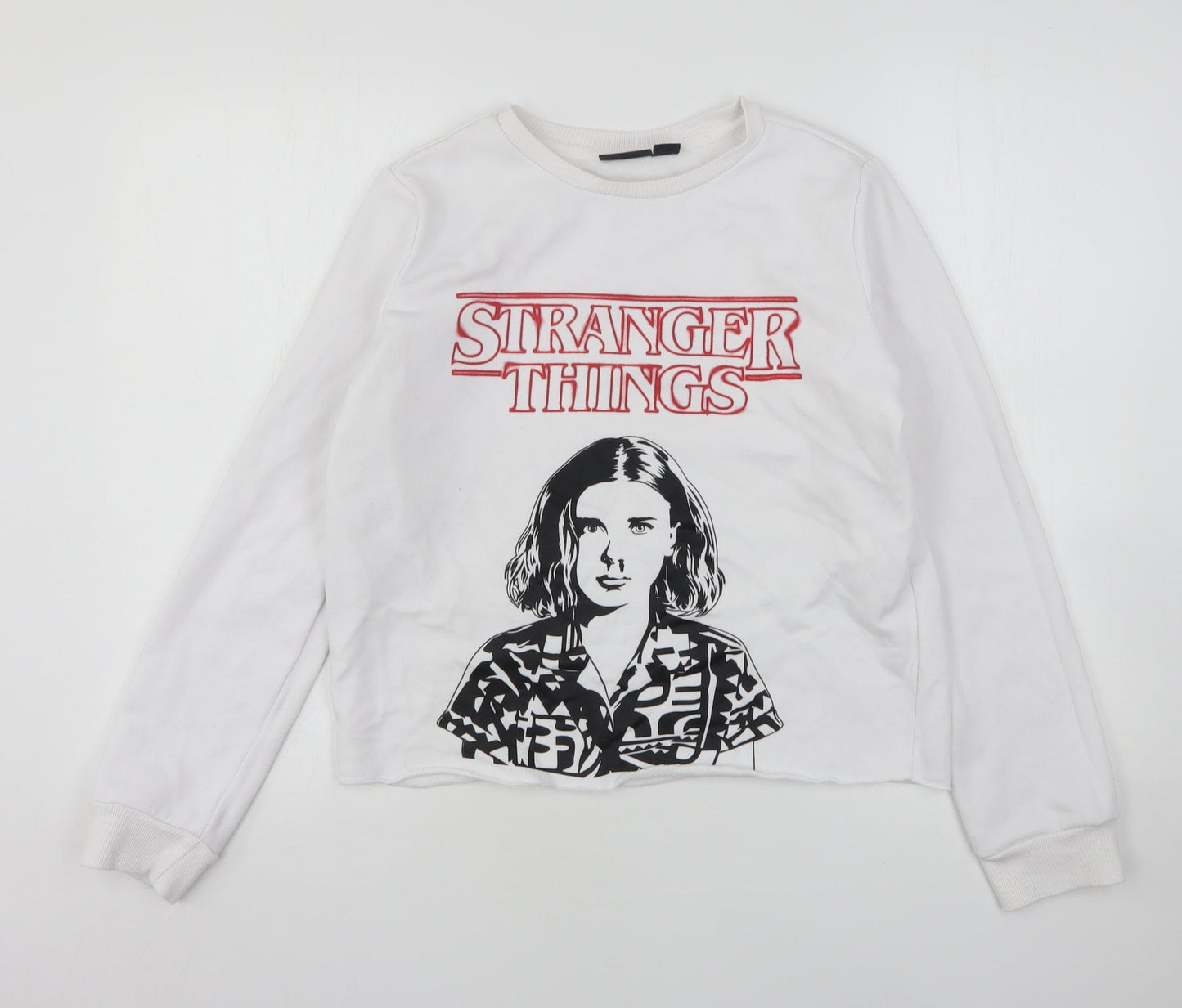 Primark Womens White  Cotton Pullover Sweatshirt Size 10   - Stranger Things