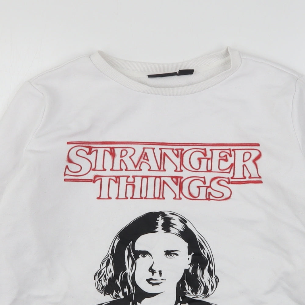 Primark Womens White  Cotton Pullover Sweatshirt Size 10   - Stranger Things