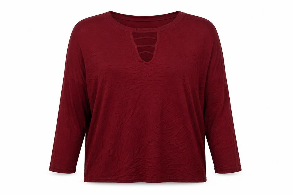 New Look Womens Red  Polyester Basic T-Shirt Size 12 Round Neck