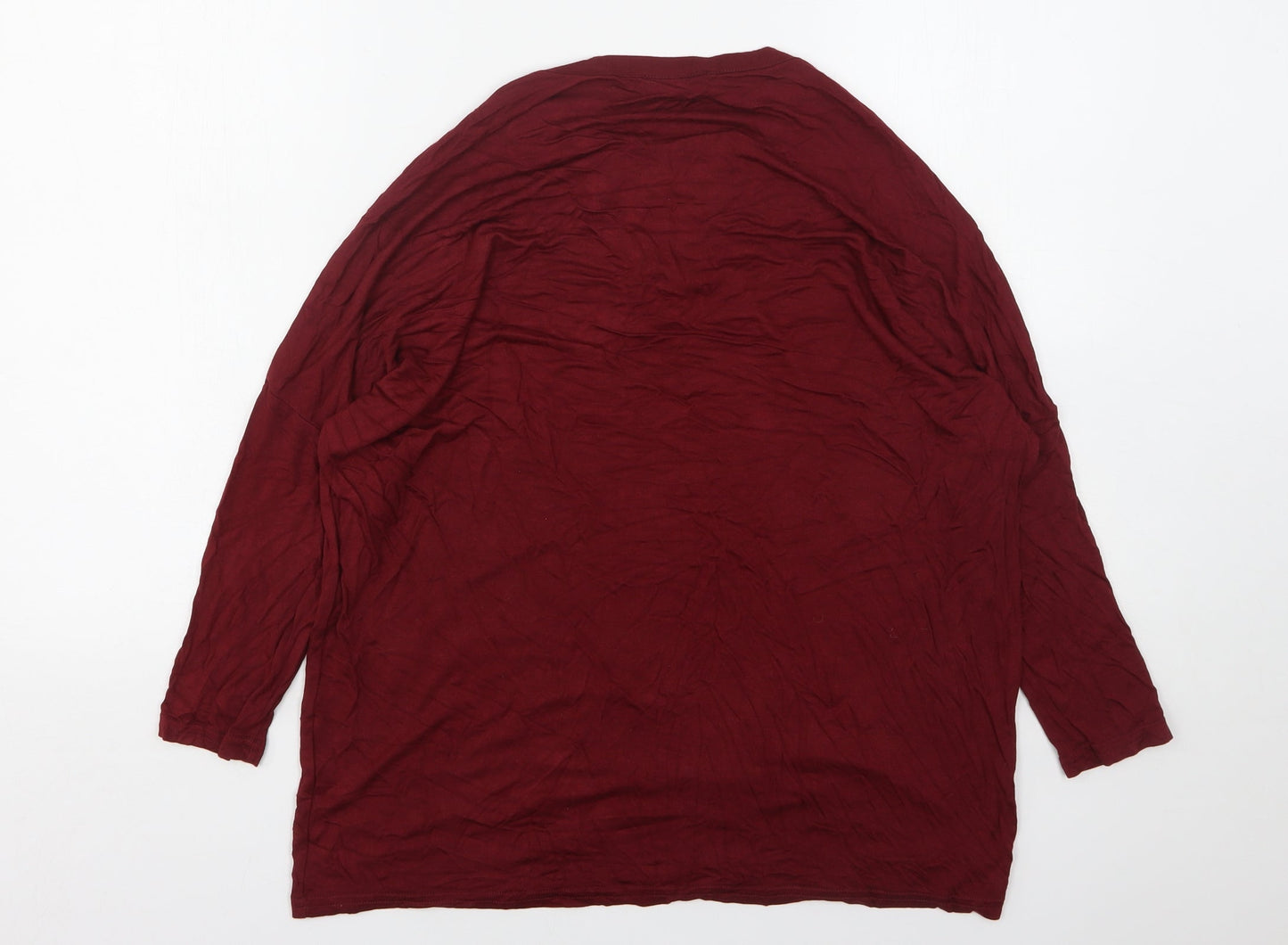 New Look Womens Red  Polyester Basic T-Shirt Size 12 Round Neck