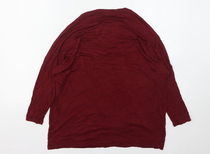 New Look Womens Red  Polyester Basic T-Shirt Size 12 Round Neck