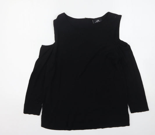 Wallis Womens Black Round Neck  Polyester Pullover Jumper Size M