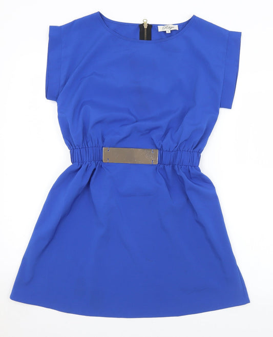 Madam Rage Womens Blue  Polyester Mini  Size 12  Round Neck Zip