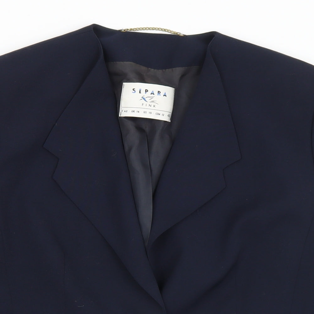 Separa Womens Black  Polyester Jacket Blazer Size 14