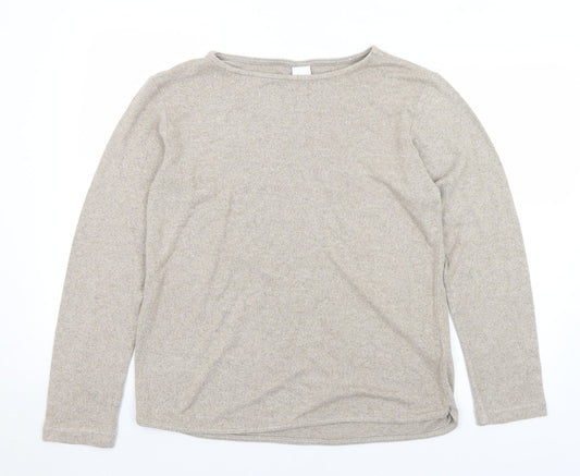 H&M Womens Beige Boat Neck  Viscose Pullover Jumper Size S
