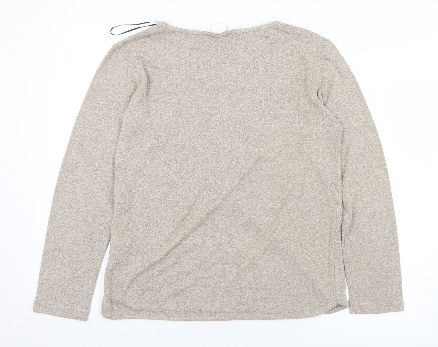 H&M Womens Beige Boat Neck  Viscose Pullover Jumper Size S