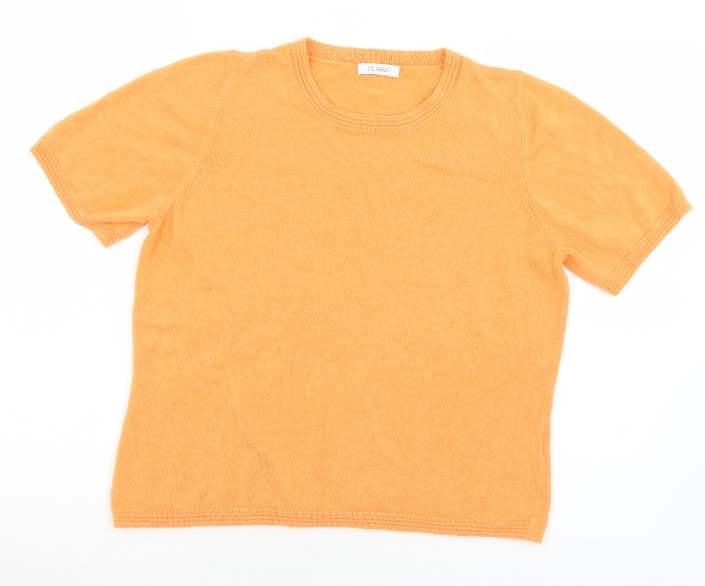 Classic Womens Orange Round Neck  Acrylic Pullover Jumper Size S   - S/M