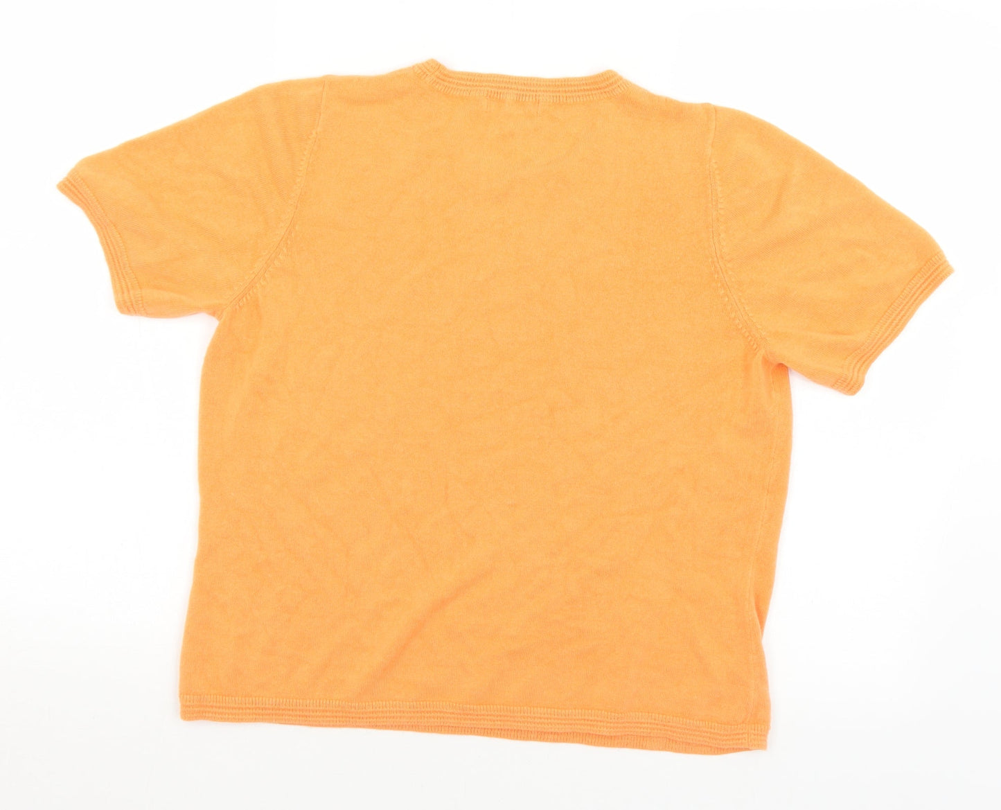 Classic Womens Orange Round Neck  Acrylic Pullover Jumper Size S   - S/M