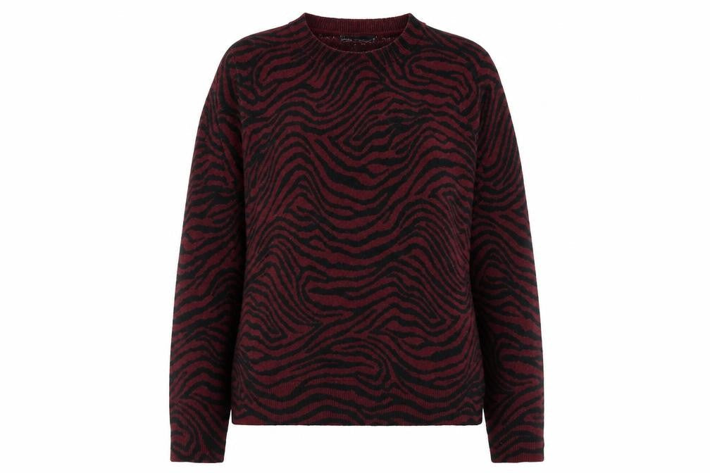 Marks & Spencer Womens Purple Crew Neck Animal Print Acrylic Pullover Jumper Size 14
