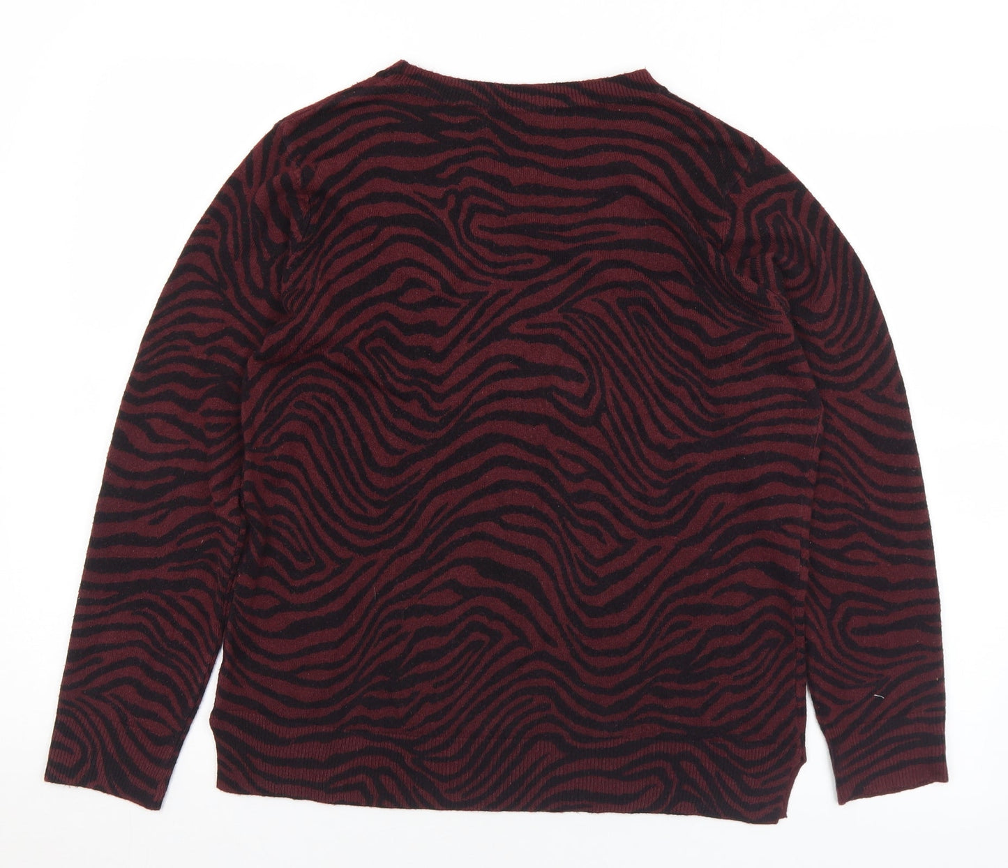 Marks and Spencer Womens Purple Crew Neck Animal Print Acrylic Pullover Jumper Size 14