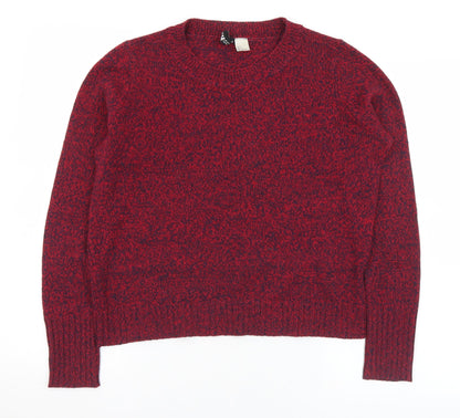 Divided Womens Red Round Neck  Acrylic Pullover Jumper Size S
