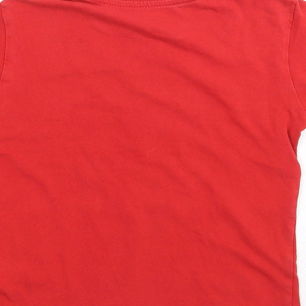 Primark Boys Red  100% Cotton Jersey T-Shirt Size 5-6 Years Crew Neck Pullover - Football