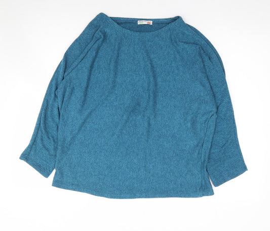 Made in Italy Womens Blue Boat Neck  Cotton Pullover Jumper Size S