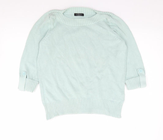 Bonmarché Womens Green Boat Neck  Cotton Pullover Jumper Size S