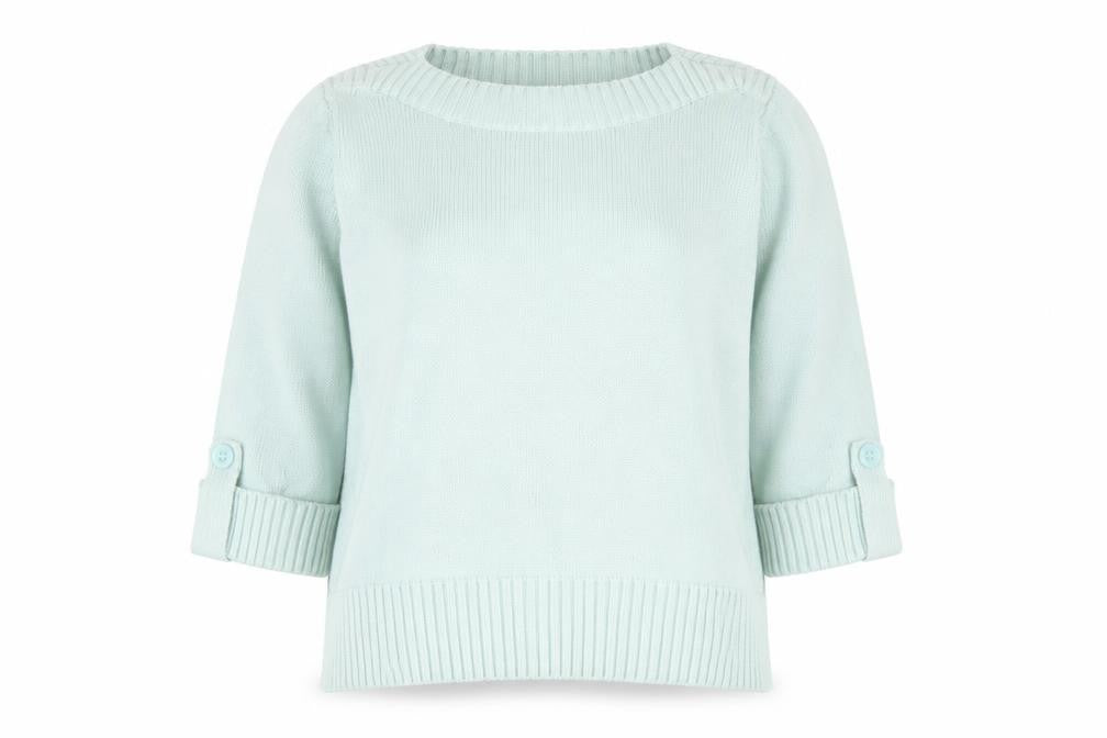 Bonmarché Womens Green Boat Neck Cotton Pullover Jumper Size S