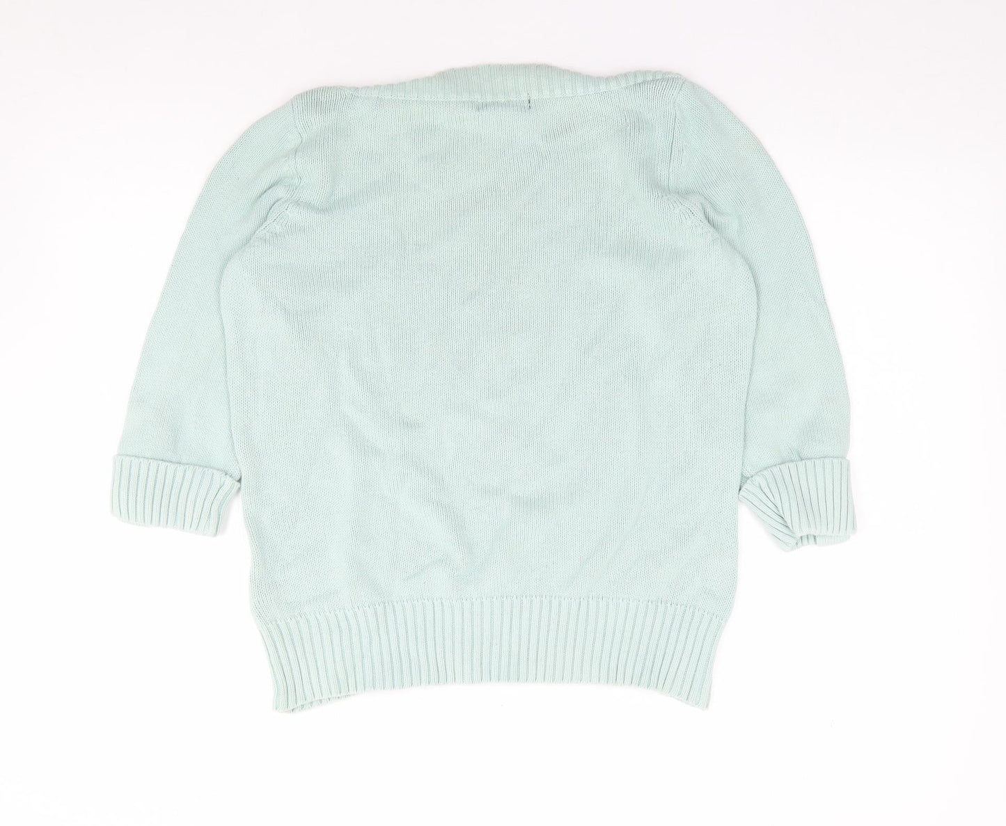 Bonmarché Womens Green Boat Neck  Cotton Pullover Jumper Size S