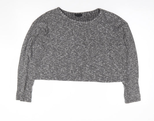 Topshop Womens Grey  Polyester Jersey T-Shirt Size 8 Round Neck