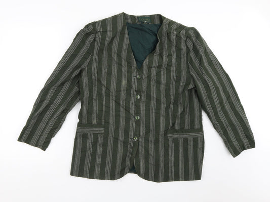 Florella Womens Green Striped  Jacket Blazer Size 16  Button
