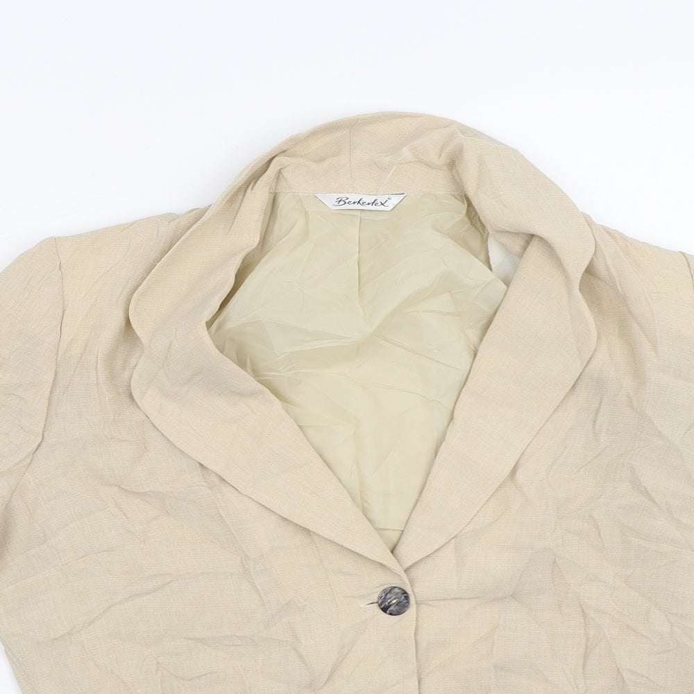 Berkertex Womens Beige   Jacket Blazer Size 14  Button