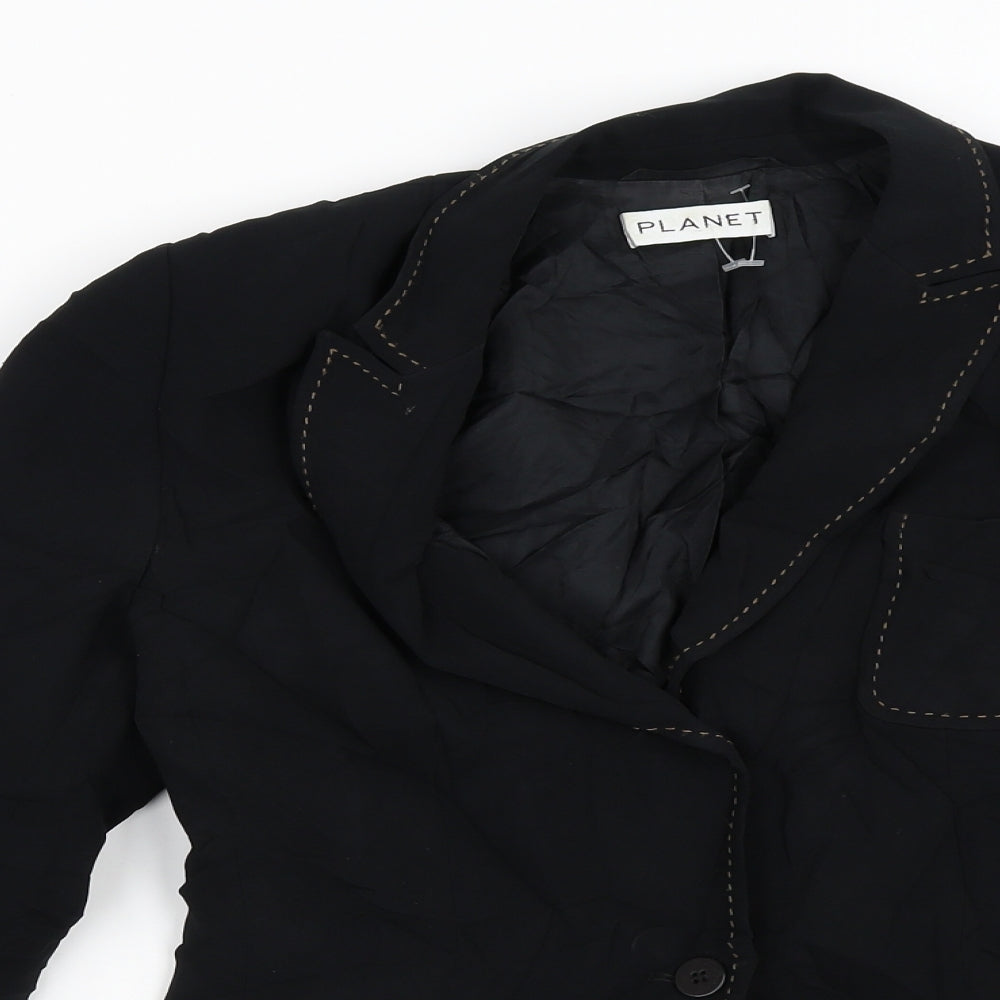 PLANET Womens Black   Jacket Blazer Size 10  Button