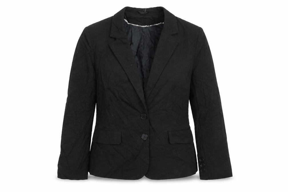 Preworn Womens Black Striped  Jacket Blazer Size 12